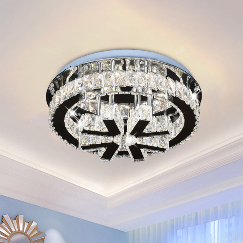 Snowflake Crystal Semi Mount Lighting Modernism Bedroom LED Ceiling Fixture in Stainless Steel Stainless-Steel Clearhalo 'Ceiling Lights' 'Close To Ceiling Lights' 'Close to ceiling' 'Semi-flushmount' Lighting' 1194176