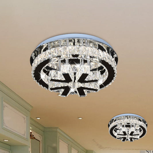 Snowflake Crystal Semi Mount Lighting Modernism Bedroom LED Ceiling Fixture in Stainless Steel Clearhalo 'Ceiling Lights' 'Close To Ceiling Lights' 'Close to ceiling' 'Semi-flushmount' Lighting' 1194177