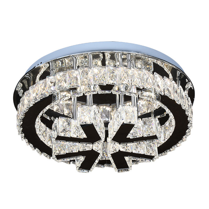 Snowflake Crystal Semi Mount Lighting Modernism Bedroom LED Ceiling Fixture in Stainless Steel Clearhalo 'Ceiling Lights' 'Close To Ceiling Lights' 'Close to ceiling' 'Semi-flushmount' Lighting' 1194178