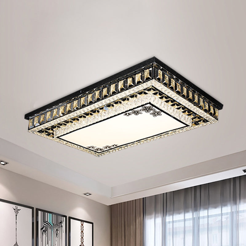 Inserted Crystal Black Flush Light Rectangular Contemporary LED Flush Mount Ceiling Light Black Clearhalo 'Ceiling Lights' 'Close To Ceiling Lights' 'Close to ceiling' 'Flush mount' Lighting' 1194180