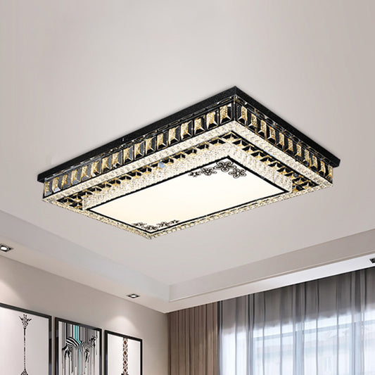 Inserted Crystal Black Flush Light Rectangular Contemporary LED Flush Mount Ceiling Light Black Clearhalo 'Ceiling Lights' 'Close To Ceiling Lights' 'Close to ceiling' 'Flush mount' Lighting' 1194180