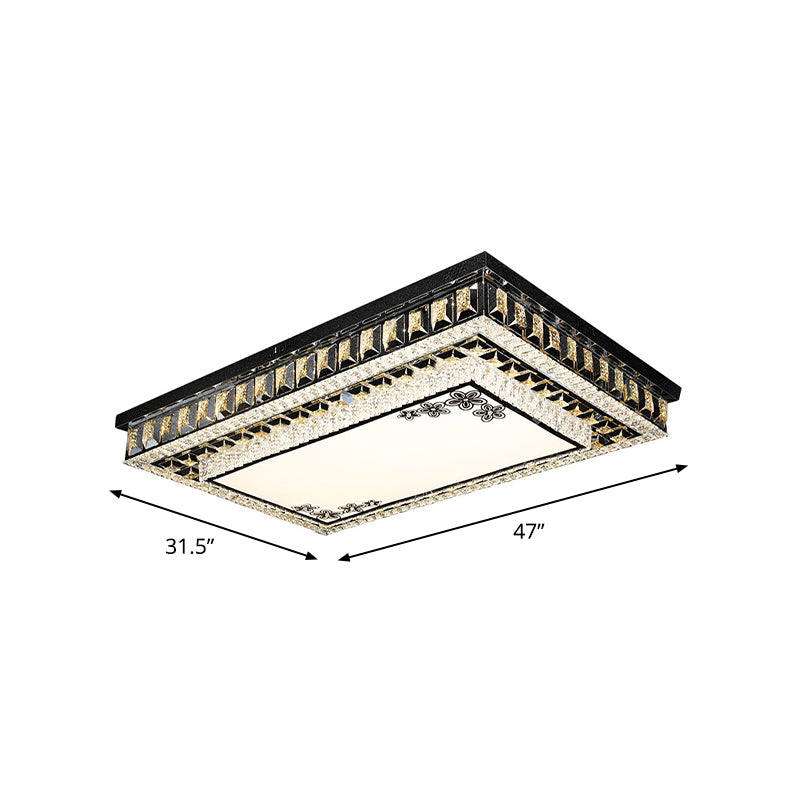 Inserted Crystal Black Flush Light Rectangular Contemporary LED Flush Mount Ceiling Light Clearhalo 'Ceiling Lights' 'Close To Ceiling Lights' 'Close to ceiling' 'Flush mount' Lighting' 1194183