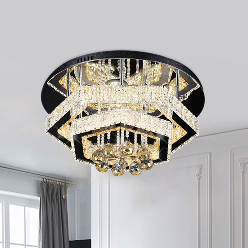 LED Semi Flush Mount Lighting Modern Living Room Ceiling Lamp with Polygonal Crystal Frame in Gold Gold Clearhalo 'Ceiling Lights' 'Close To Ceiling Lights' 'Close to ceiling' 'Semi-flushmount' Lighting' 1194184