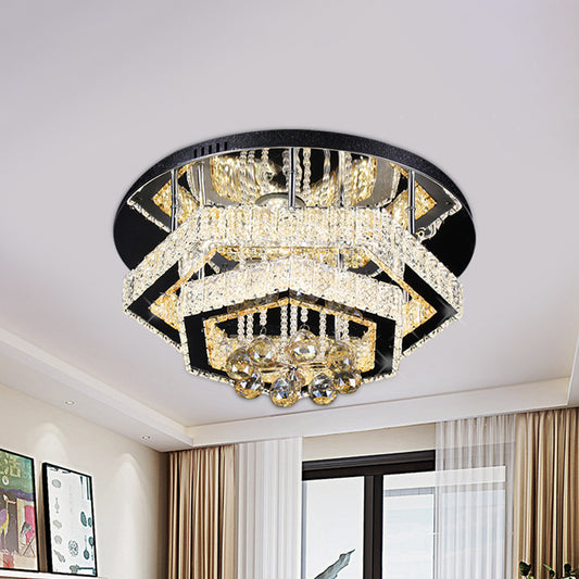 LED Semi Flush Mount Lighting Modern Living Room Ceiling Lamp with Polygonal Crystal Frame in Gold Clearhalo 'Ceiling Lights' 'Close To Ceiling Lights' 'Close to ceiling' 'Semi-flushmount' Lighting' 1194185