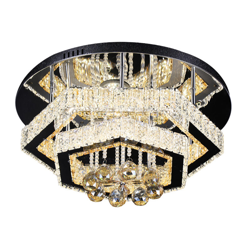 LED Semi Flush Mount Lighting Modern Living Room Ceiling Lamp with Polygonal Crystal Frame in Gold Clearhalo 'Ceiling Lights' 'Close To Ceiling Lights' 'Close to ceiling' 'Semi-flushmount' Lighting' 1194186