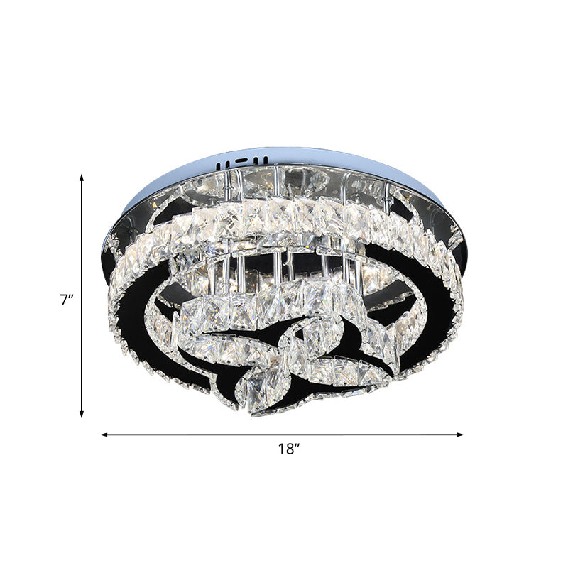 Flower and Hoop LED Semi Flush Modernist Stainless Steel Cut Crystal Flush-Mount Ceiling Light Fixture Clearhalo 'Ceiling Lights' 'Close To Ceiling Lights' 'Close to ceiling' 'Semi-flushmount' Lighting' 1194191