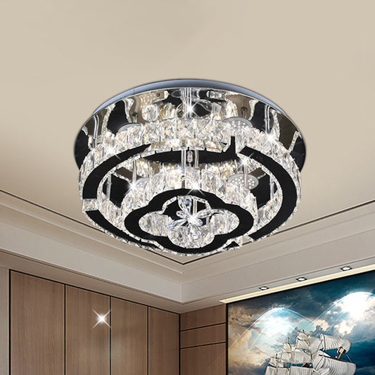 LED Semi Flush Light Fixture Modern Tiered Frame Crystal Embedded Close to Ceiling Lighting in Stainless Steel Stainless-Steel Clearhalo 'Ceiling Lights' 'Close To Ceiling Lights' 'Close to ceiling' 'Semi-flushmount' Lighting' 1194192