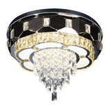 LED Crystal Flush Mount Light Modernism Stainless Steel Tapered Bedroom Ceiling Fixture with Floral Edge Clearhalo 'Ceiling Lights' 'Close To Ceiling Lights' 'Close to ceiling' 'Flush mount' Lighting' 1194198