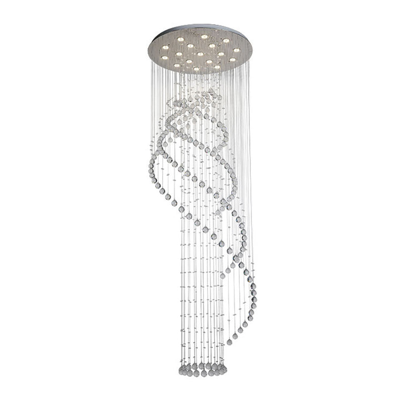 Spiral Lobby Ceiling Pendant Light Modern Cascading Crystal LED Chrome Multi Hanging Light Fixture Clearhalo 'Ceiling Lights' 'Modern Pendants' 'Modern' 'Pendant Lights' 'Pendants' Lighting' 1194202