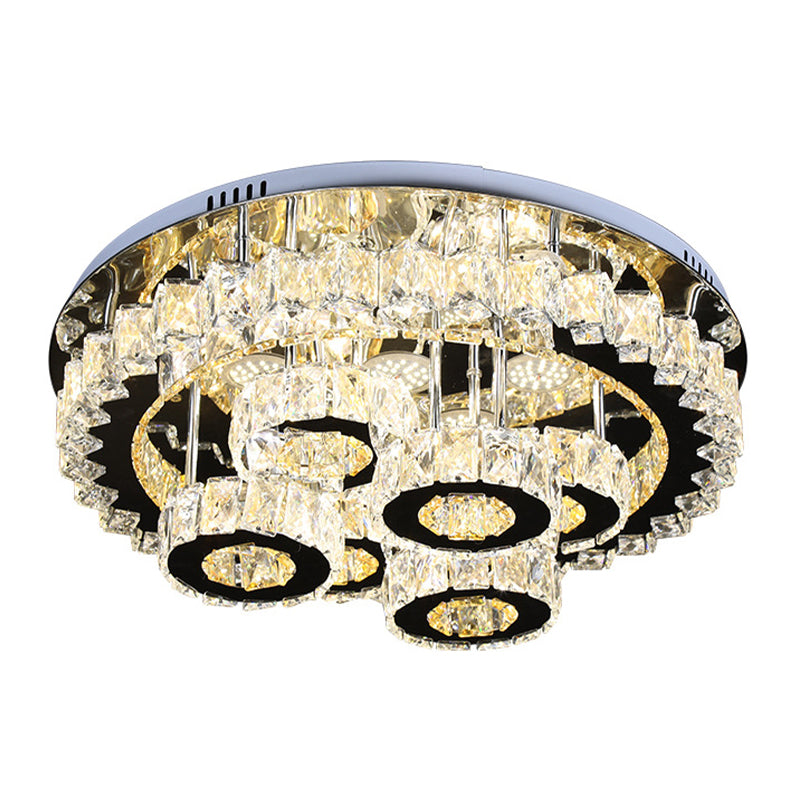 Gear-Like Crystal Ceiling Light Modern Bedroom LED Semi Flush Light Fixture in Stainless Steel Clearhalo 'Ceiling Lights' 'Close To Ceiling Lights' 'Close to ceiling' 'Semi-flushmount' Lighting' 1194206