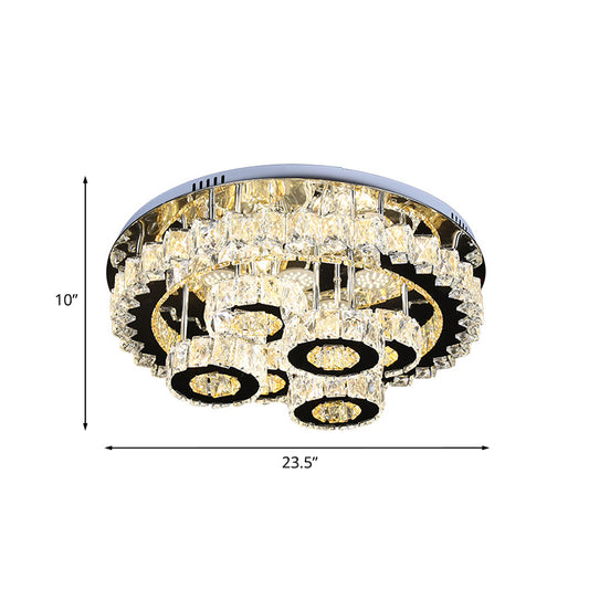 Gear-Like Crystal Ceiling Light Modern Bedroom LED Semi Flush Light Fixture in Stainless Steel Clearhalo 'Ceiling Lights' 'Close To Ceiling Lights' 'Close to ceiling' 'Semi-flushmount' Lighting' 1194207