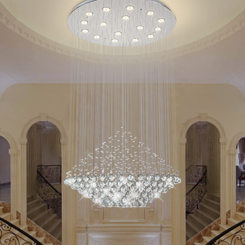 Faceted Crystal Orbs LED Multi Pendant Modern Stylish Chrome Diamond Shaped Hall Ceiling Hanging Light Chrome Clearhalo 'Ceiling Lights' 'Modern Pendants' 'Modern' 'Pendant Lights' 'Pendants' Lighting' 1194212