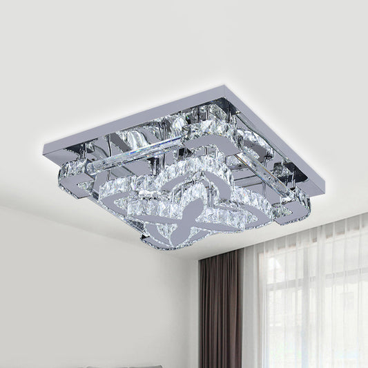 Stainless Steel Petals Flush Mount Modern Crystal Living Room LED Semi Flush Mount Ceiling Light Stainless-Steel Clearhalo 'Ceiling Lights' 'Close To Ceiling Lights' 'Close to ceiling' 'Semi-flushmount' Lighting' 1194228