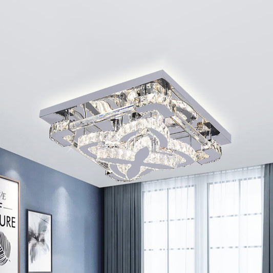 Stainless Steel Petals Flush Mount Modern Crystal Living Room LED Semi Flush Mount Ceiling Light Clearhalo 'Ceiling Lights' 'Close To Ceiling Lights' 'Close to ceiling' 'Semi-flushmount' Lighting' 1194229