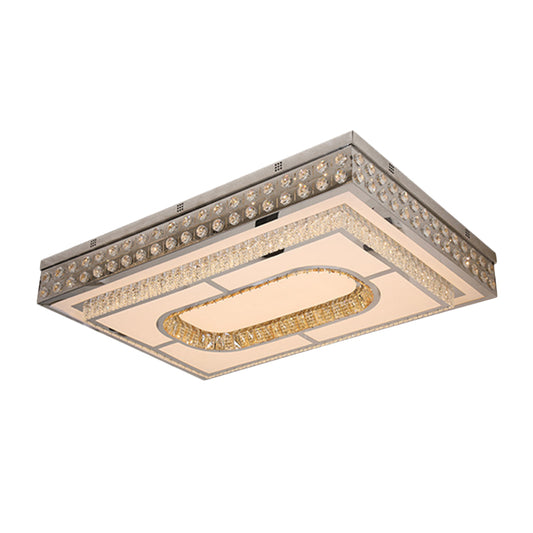 Rectangle Parlor Ceiling Light Fixture Modern Crystal Chrome Finish LED Flush Mount with Cutouts Design Clearhalo 'Ceiling Lights' 'Close To Ceiling Lights' 'Close to ceiling' 'Flush mount' Lighting' 1194238