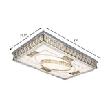 Crystal Chrome Flush Mounted Lamp Rectangular Modernist LED Ceiling Flush Light with Remote Clearhalo 'Ceiling Lights' 'Close To Ceiling Lights' 'Close to ceiling' 'Flush mount' Lighting' 1194251