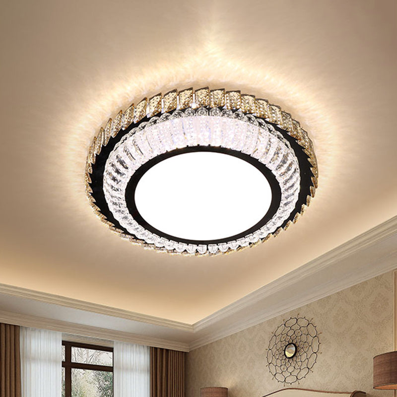 Crystal Round Ceiling Flush Mount Simplicity Bedroom LED Flush Mounted Lamp in Stainless Steel Clearhalo 'Ceiling Lights' 'Close To Ceiling Lights' 'Close to ceiling' 'Flush mount' Lighting' 1194257