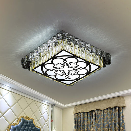 Square Bedroom Flushmount Lighting Simple Cut Crystal Clear LED Ceiling Flush Light Clearhalo 'Ceiling Lights' 'Close To Ceiling Lights' 'Close to ceiling' 'Flush mount' Lighting' 1194261