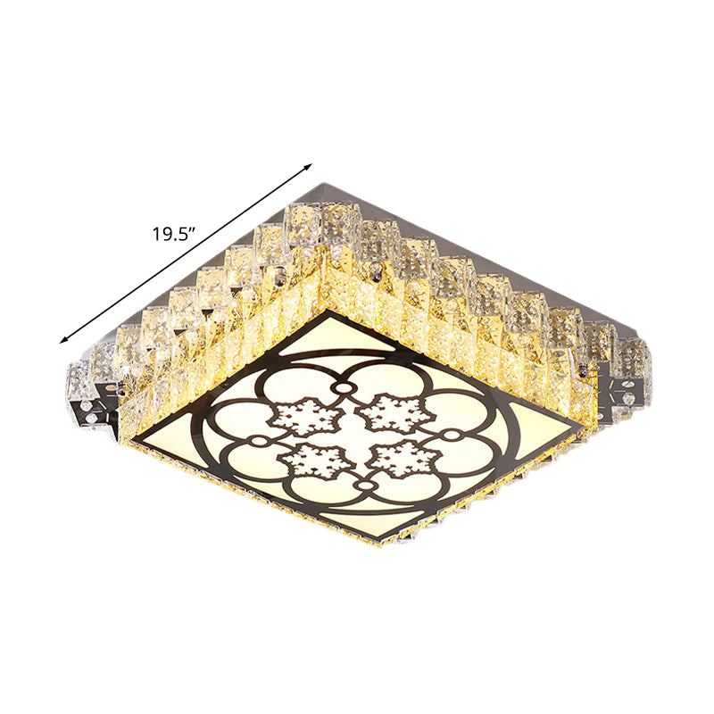 Square Bedroom Flushmount Lighting Simple Cut Crystal Clear LED Ceiling Flush Light Clearhalo 'Ceiling Lights' 'Close To Ceiling Lights' 'Close to ceiling' 'Flush mount' Lighting' 1194263