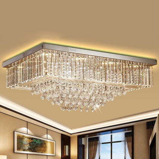 Crystal Clear Flush Mount Lamp Rectangle Tapered Contemporary LED Ceiling Mounted Light Clear Clearhalo 'Ceiling Lights' 'Close To Ceiling Lights' 'Close to ceiling' 'Flush mount' Lighting' 1194272