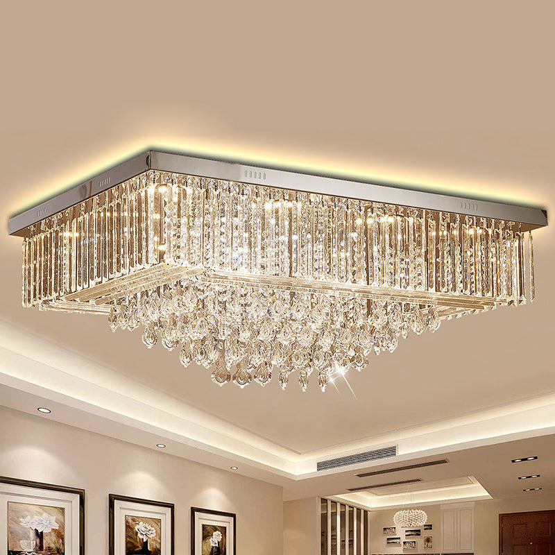 Crystal Clear Flush Mount Lamp Rectangle Tapered Contemporary LED Ceiling Mounted Light Clearhalo 'Ceiling Lights' 'Close To Ceiling Lights' 'Close to ceiling' 'Flush mount' Lighting' 1194273