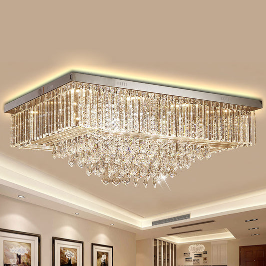Crystal Clear Flush Mount Lamp Rectangle Tapered Contemporary LED Ceiling Mounted Light Clearhalo 'Ceiling Lights' 'Close To Ceiling Lights' 'Close to ceiling' 'Flush mount' Lighting' 1194273