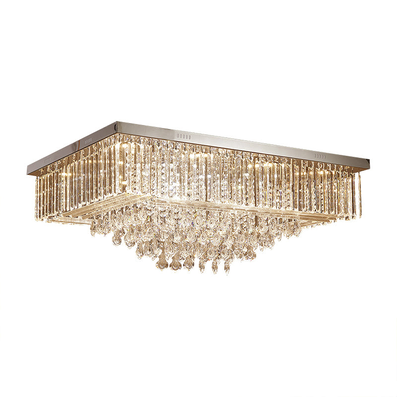 Crystal Clear Flush Mount Lamp Rectangle Tapered Contemporary LED Ceiling Mounted Light Clearhalo 'Ceiling Lights' 'Close To Ceiling Lights' 'Close to ceiling' 'Flush mount' Lighting' 1194274