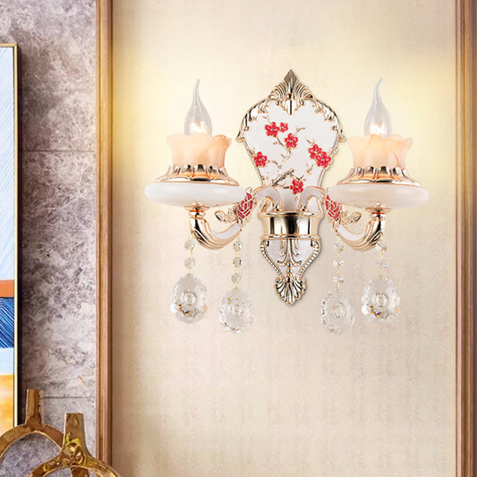 Curved Shaped Restaurant Wall Lighting Postmodern Opal Frosted Glass 2-Light Gold Wall Mounted Lamp Gold Clearhalo 'Cast Iron' 'Glass' 'Industrial' 'Modern wall lights' 'Modern' 'Tiffany' 'Traditional wall lights' 'Wall Lamps & Sconces' 'Wall Lights' Lighting' 1194406