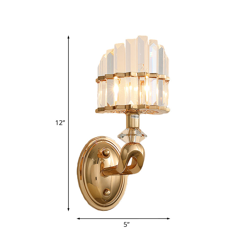 Postmodern Half-Shade Wall Light 1 Head Tri-Sided Crystal Rod Wall Mounted Lamp in Gold Clearhalo 'Cast Iron' 'Glass' 'Industrial' 'Modern wall lights' 'Modern' 'Tiffany' 'Traditional wall lights' 'Wall Lamps & Sconces' 'Wall Lights' Lighting' 1194430