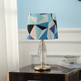 Patchwork Fabric Table Lamp Modern 1 Bulb Bedroom Nightstand Light in Blue with Crystal Accent Clearhalo 'Lamps' 'Table Lamps' Lighting' 1194432