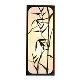 Fabric Cuboid Shaped Bamboo Leaf Mural Light Chinese Style 5-Bulb Wall Mounted Lamp in Black Clearhalo 'Wall Lamps & Sconces' 'Wall Lights' Lighting' 1194490