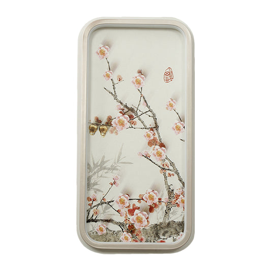 LED Corridor Wall Mount Lamp Chinese Style Pink Plum Blossom Mural Light with Rectangle Metal Shade Clearhalo 'Wall Lamps & Sconces' 'Wall Lights' Lighting' 1194503