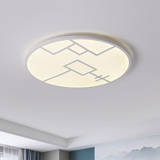 Contemporary Round Flush Lighting Metallic LED Bedroom Patterned Flush Mount Fixture in White/Black Clearhalo 'Ceiling Lights' 'Close To Ceiling Lights' 'Close to ceiling' 'Flush mount' Lighting' 1194626