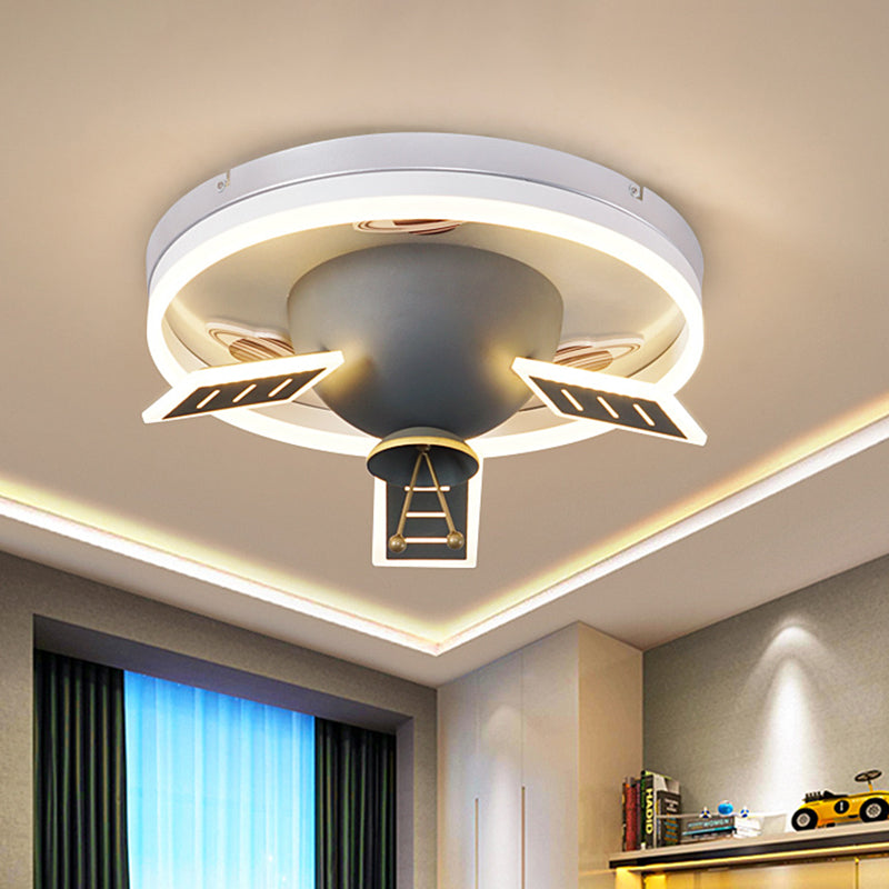 Nordic Satellite Shape Flush Mounted Lamp Acrylic LED Kids Flush Ceiling Light in Grey Grey Clearhalo 'Ceiling Lights' 'Close To Ceiling Lights' 'Close to ceiling' 'Flush mount' Lighting' 1194633