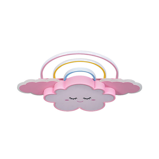 Cloud and Rainbow Ceiling Mounted Fixture Cartoon Acrylic Kids Room LED Flush Lamp in White/Pink Clearhalo 'Ceiling Lights' 'Close To Ceiling Lights' 'Close to ceiling' 'Flush mount' Lighting' 1194639