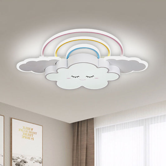 Cloud and Rainbow Ceiling Mounted Fixture Cartoon Acrylic Kids Room LED Flush Lamp in White/Pink Clearhalo 'Ceiling Lights' 'Close To Ceiling Lights' 'Close to ceiling' 'Flush mount' Lighting' 1194642