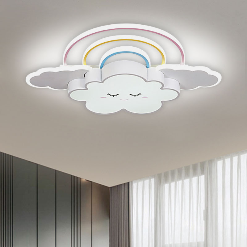 Cloud and Rainbow Ceiling Mounted Fixture Cartoon Acrylic Kids Room LED Flush Lamp in White/Pink Clearhalo 'Ceiling Lights' 'Close To Ceiling Lights' 'Close to ceiling' 'Flush mount' Lighting' 1194643