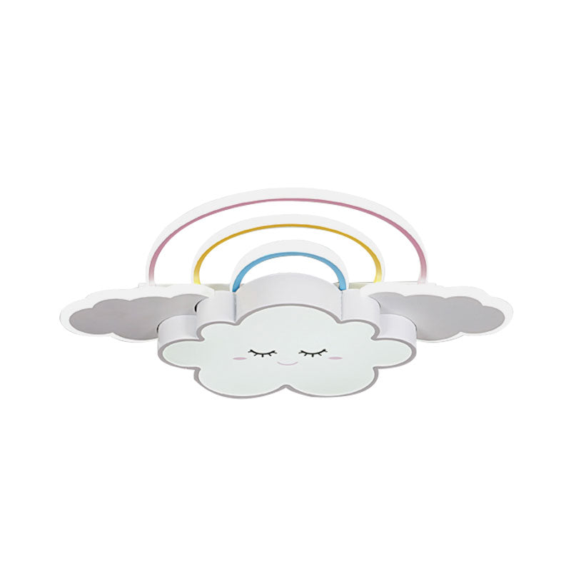 Cloud and Rainbow Ceiling Mounted Fixture Cartoon Acrylic Kids Room LED Flush Lamp in White/Pink Clearhalo 'Ceiling Lights' 'Close To Ceiling Lights' 'Close to ceiling' 'Flush mount' Lighting' 1194644