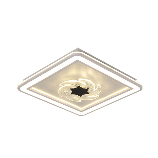 Kids Square Ceiling Flush Acrylic LED Bedroom Flush Mount Fixture with Windmill/Flower Detail in Black-White Clearhalo 'Ceiling Lights' 'Close To Ceiling Lights' 'Close to ceiling' 'Flush mount' Lighting' 1194668