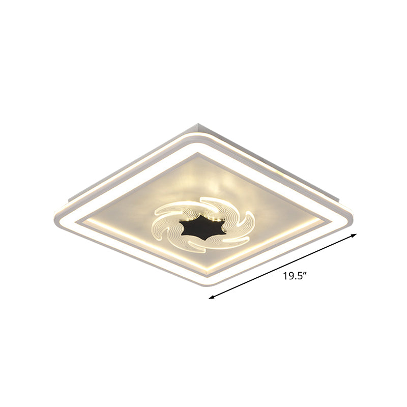 Kids Square Ceiling Flush Acrylic LED Bedroom Flush Mount Fixture with Windmill/Flower Detail in Black-White Clearhalo 'Ceiling Lights' 'Close To Ceiling Lights' 'Close to ceiling' 'Flush mount' Lighting' 1194669