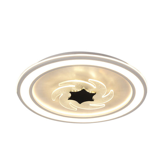 Acrylic Circle Flush Mount Light Kids LED Black-White Flush Lighting with Windmill Detail Clearhalo 'Ceiling Lights' 'Close To Ceiling Lights' 'Close to ceiling' 'Flush mount' Lighting' 1194672