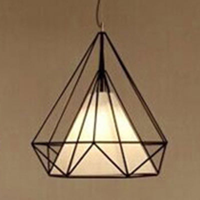 Black Wire Cage Hanging Pendant with Fabric Shade Metal Modern 1 Light Pendant Lamp for Dining Room Clearhalo 'Ceiling Lights' 'Modern Pendants' 'Modern' 'Pendant Lights' 'Pendants' Lighting' 119486