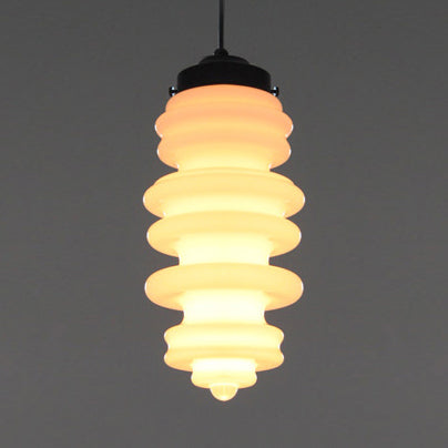 Contemporary 1 Light Pendant Light with White/Amber/Smoke Glass Shade Black Ribbed Hanging Ceiling Lamp Clearhalo 'Ceiling Lights' 'Glass shade' 'Glass' 'Modern Pendants' 'Modern' 'Pendant Lights' 'Pendants' Lighting' 119490