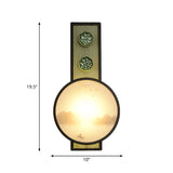 Acrylic Rounded Moon and Lake Mural Lamp Oriental Style LED Black Wall Mounted Lighting Clearhalo 'Wall Lamps & Sconces' 'Wall Lights' Lighting' 1194903