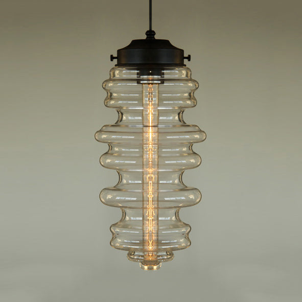 Contemporary 1 Light Pendant Light with White/Amber/Smoke Glass Shade Black Ribbed Hanging Ceiling Lamp Clear Clearhalo 'Ceiling Lights' 'Glass shade' 'Glass' 'Modern Pendants' 'Modern' 'Pendant Lights' 'Pendants' Lighting' 119492