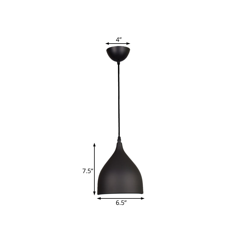 6.5"/10"/12" Wide Dome Pendant Ceiling Light Modern Metal 1 Light Black/White/Red Suspension Light Clearhalo 'Ceiling Lights' 'Modern Pendants' 'Modern' 'Pendant Lights' 'Pendants' Lighting' 119502