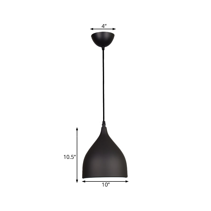 6.5"/10"/12" Wide Dome Pendant Ceiling Light Modern Metal 1 Light Black/White/Red Suspension Light Clearhalo 'Ceiling Lights' 'Modern Pendants' 'Modern' 'Pendant Lights' 'Pendants' Lighting' 119503