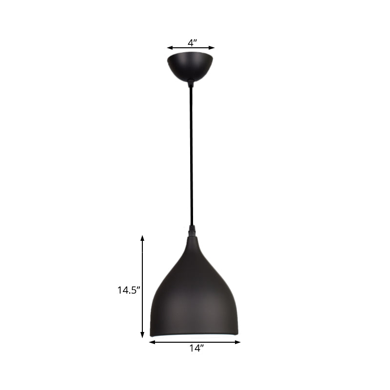 6.5"/10"/12" Wide Dome Pendant Ceiling Light Modern Metal 1 Light Black/White/Red Suspension Light Clearhalo 'Ceiling Lights' 'Modern Pendants' 'Modern' 'Pendant Lights' 'Pendants' Lighting' 119504