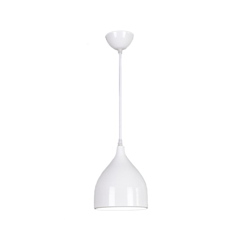 6.5"/10"/12" Wide Dome Pendant Ceiling Light Modern Metal 1 Light Black/White/Red Suspension Light Clearhalo 'Ceiling Lights' 'Modern Pendants' 'Modern' 'Pendant Lights' 'Pendants' Lighting' 119509