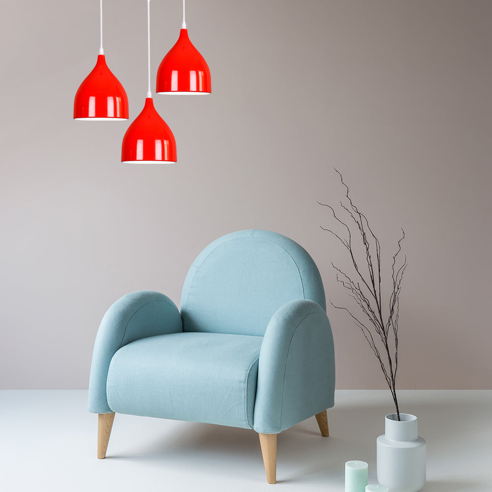 6.5"/10"/12" Wide Dome Pendant Ceiling Light Modern Metal 1 Light Black/White/Red Suspension Light Clearhalo 'Ceiling Lights' 'Modern Pendants' 'Modern' 'Pendant Lights' 'Pendants' Lighting' 119512